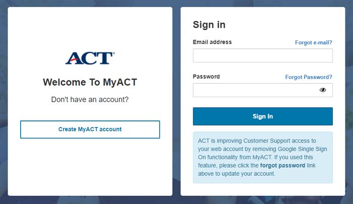 MyAct Login Account